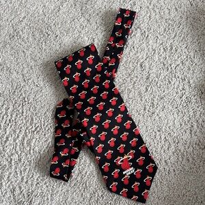 RM Style Vintage Miami Heat 100% Silk Black and Red Tie